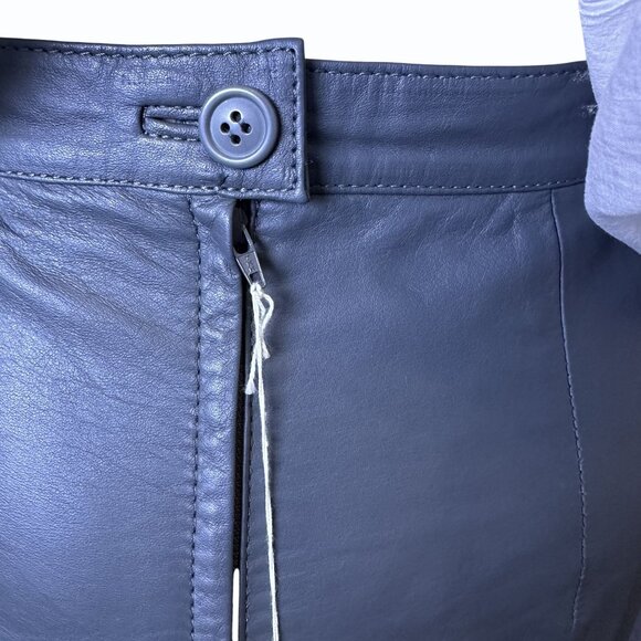 Vintage Y2K Brass Plum Gray Leather Pencil Skirt Jr Size 3 Midi‎ Zipper Mob Wife - Picture 7 of 16